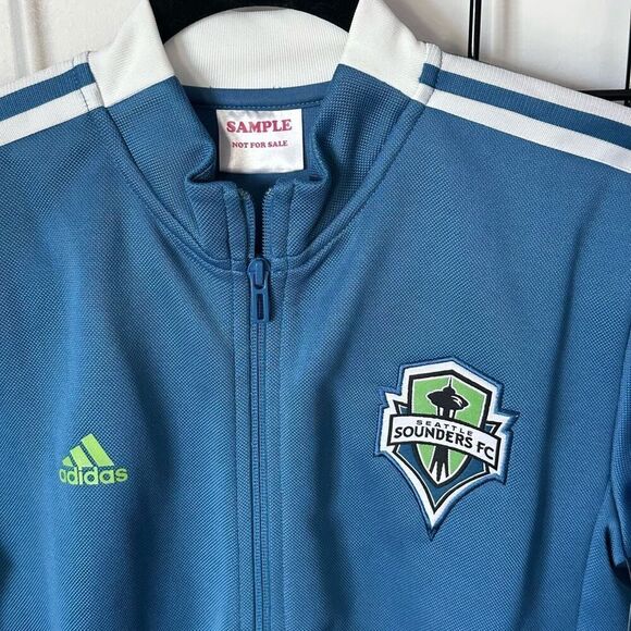 Seattle Sounders Original Sample Full Zip Jacket Size M Green & Blue 3 Stripe NW - Picture 2 of 9